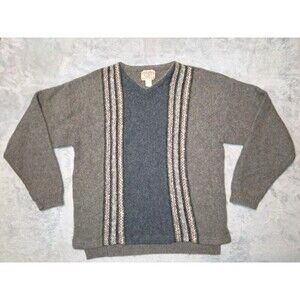 VTG Birch Creek Clothing Company Wool Blend Brown Striped Sweater USA Sz XL